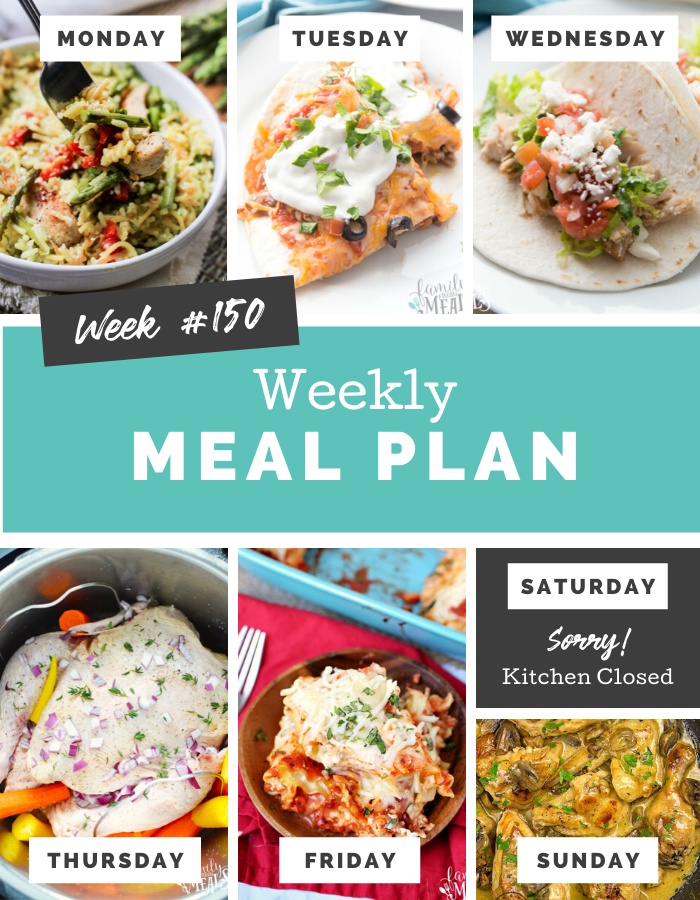 Easy Weekly Meal Plan Week 150