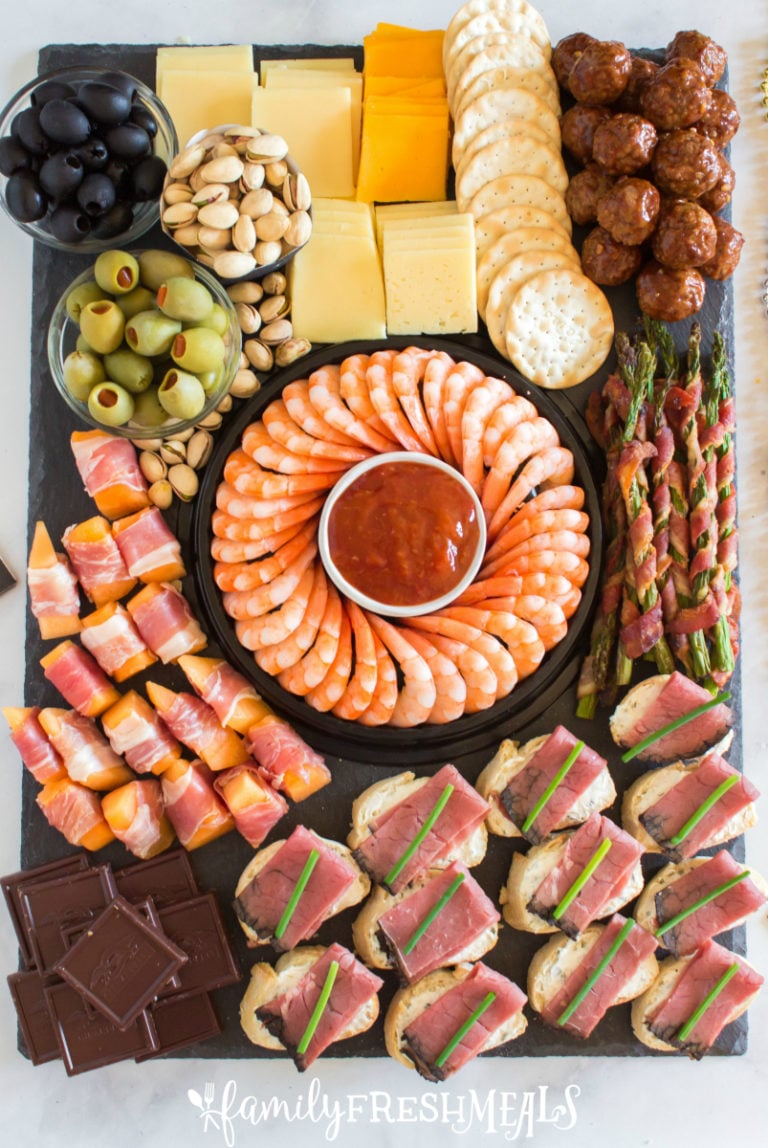 New Years Appetizer Meat and Cheese Board