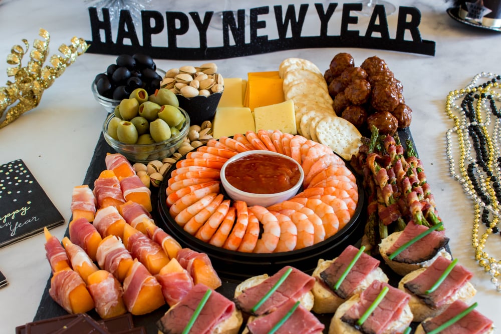 New Years Appetizer Meat and Cheese Board - New Year's Appetizer