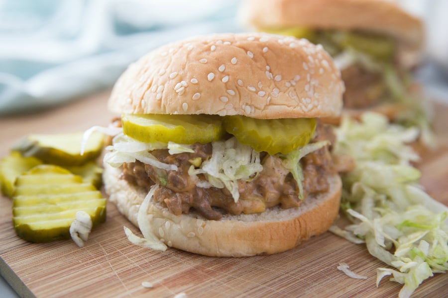 Big Mac Sloppy Joes - served with lettuce and pickles