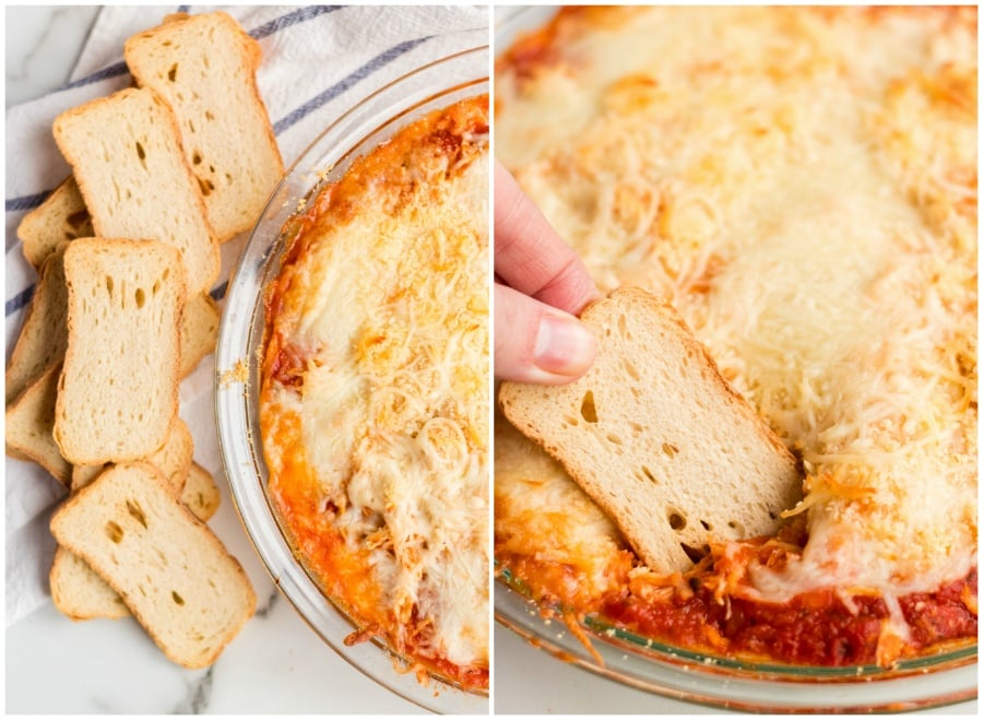 Chicken Parmesan Dip - baked dip served with crusty bread