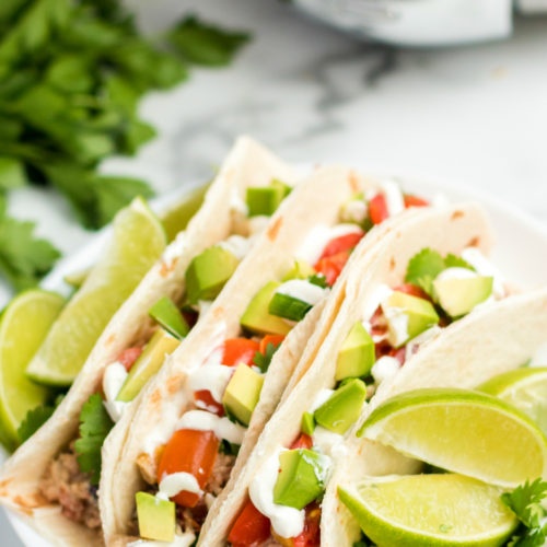 Crockpot Cilantro Lime Chicken - served as tacos from Family Fresh Meals