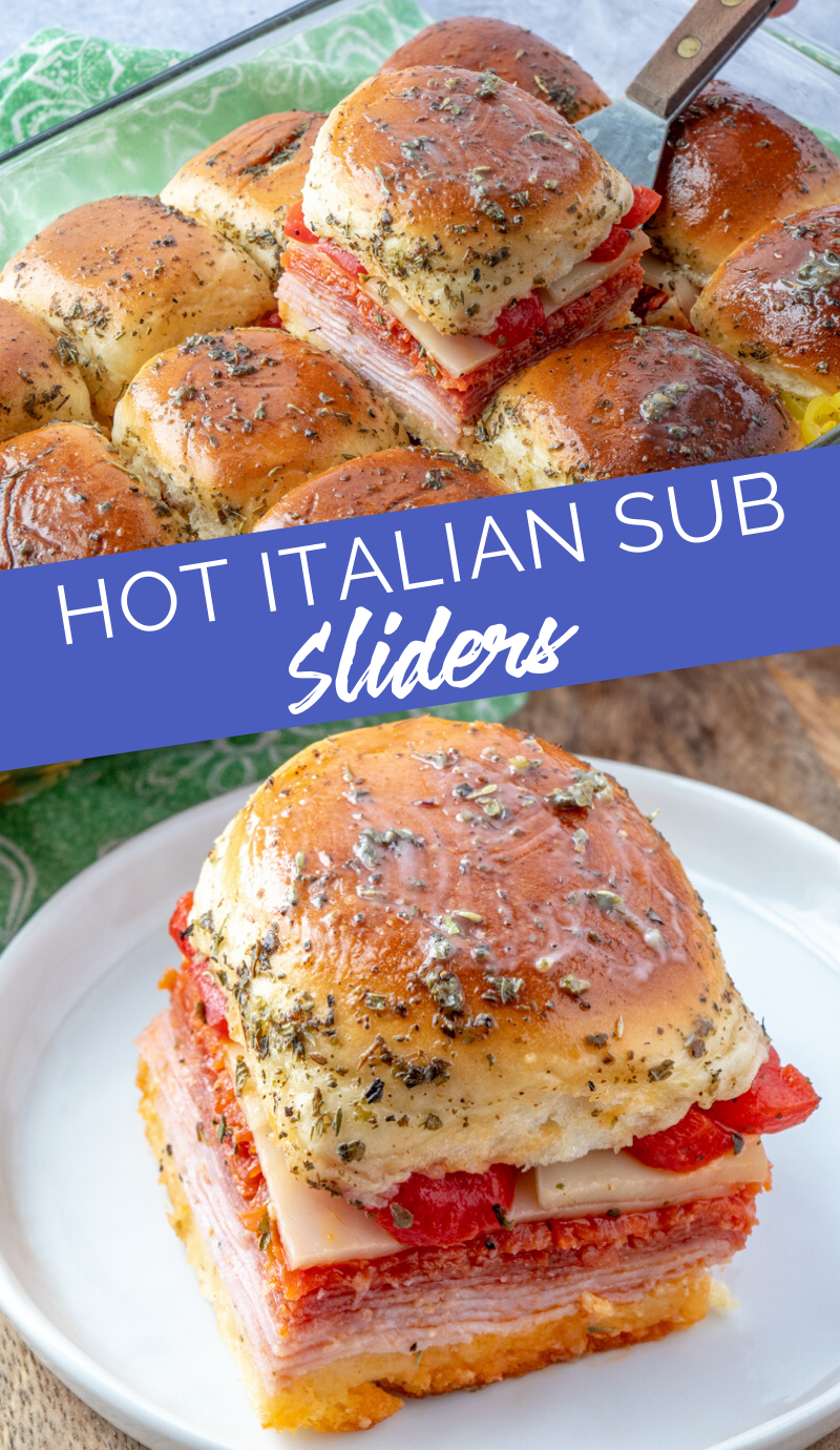 These Hot Italian Sliders will be you new favorite appetizer for any gathering. #superbowl #sliders #italian #appetizer #hotsandwich #familyfreshmeals via @familyfresh
