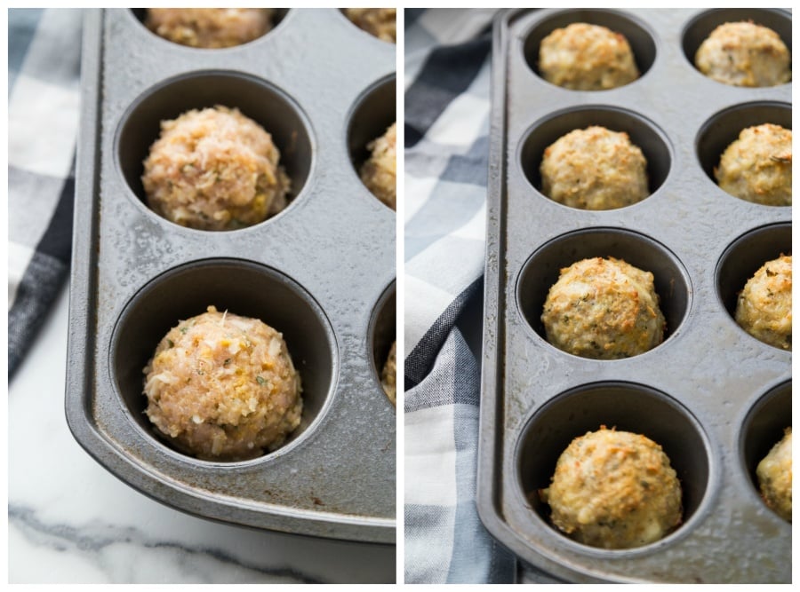 Low Point Low Carb Birdballs - turkey meat balls in muffin tin