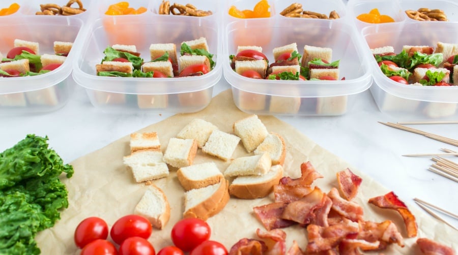 Easy BLT Kabobs Lunchbox Idea - showing how to make kabobs for lunch