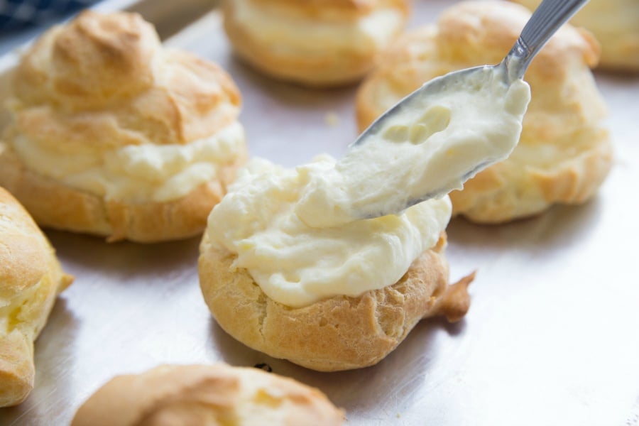 Easy Cream Puff Recipe - filling cream puffs with creamy filling
