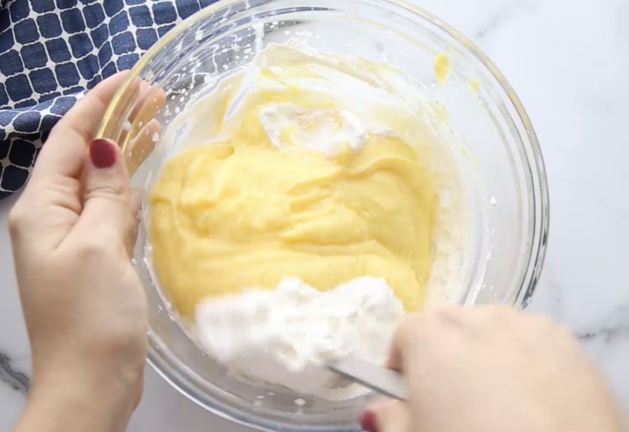 Easy Cream Puffs Recipe - mixing cream filling in mixing bowl