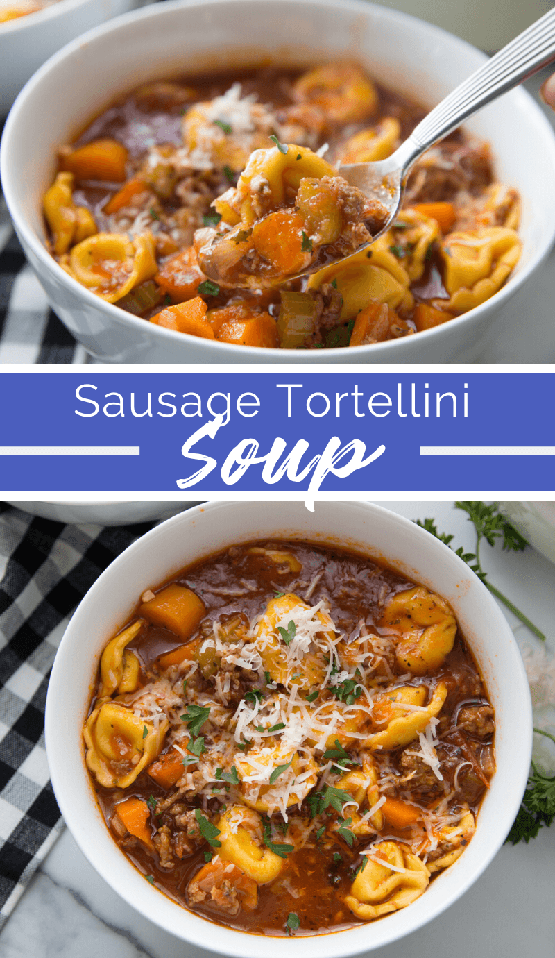 This Sausage Tortellini Soup is way more than just tortellini; it’s an entire Italian feast in one bowl. It’s rich, savory, hearty, and satisfying. #soup #tortellini #familyfreshmeals via @familyfresh