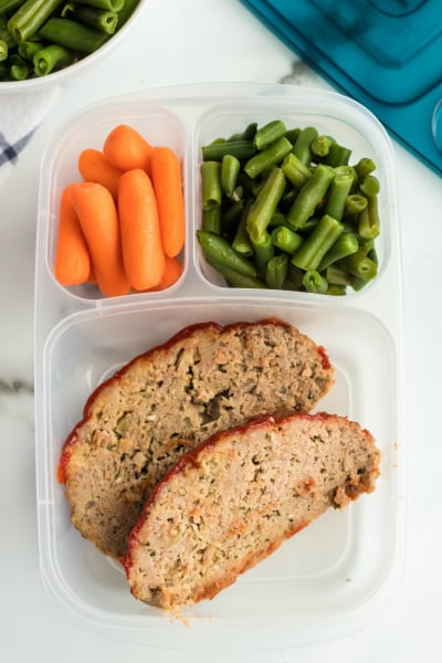 Turkey Meatloaf recipe - leftovers packed for lunch in easy lunchboxes