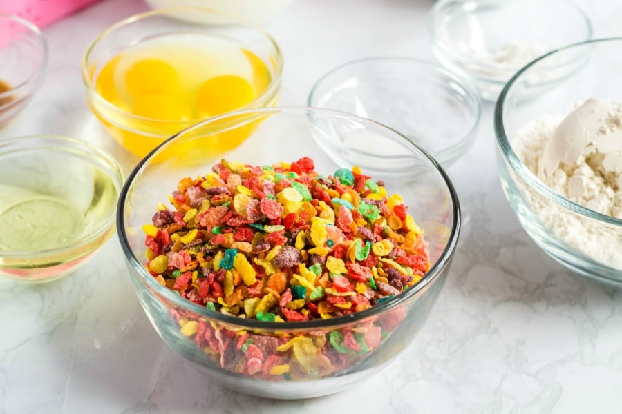 ingredients in glass bowls