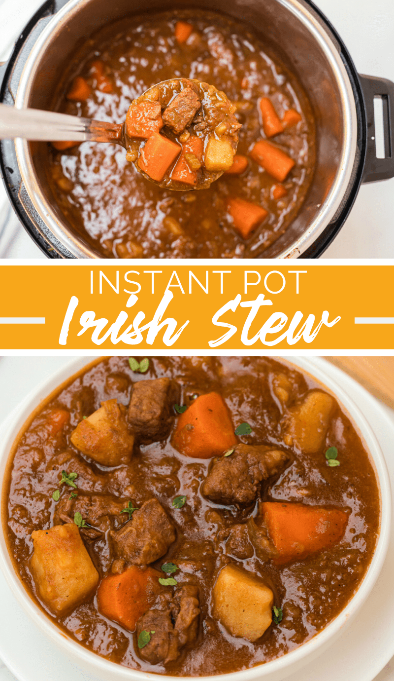 This Instant Pot Irish Stew can easily turn a hunk of stew beef and some veggies into a thick, satisfying Irish stew in under an hour. #stew #irish #irishstew #beefstew #guiness #stpatricksday #instantpot via @familyfresh