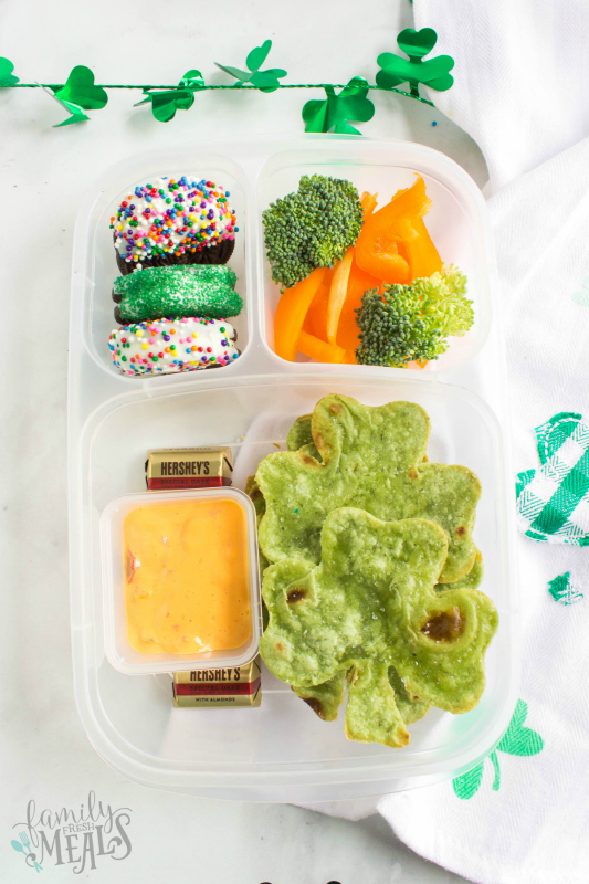 St. Patrick's Day Easy Lunchbox Ideas - shamrock tortilla lunchbox