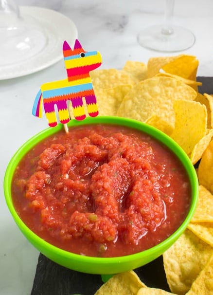 Salsa served in a green bowl