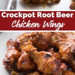 Crockpot Root Beer Chicken Wings recipe from Family Fresh Meals - collage image of recipe