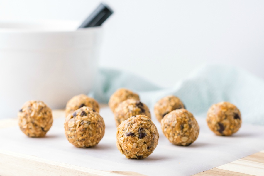 Energy bites on a piece of parchment paper