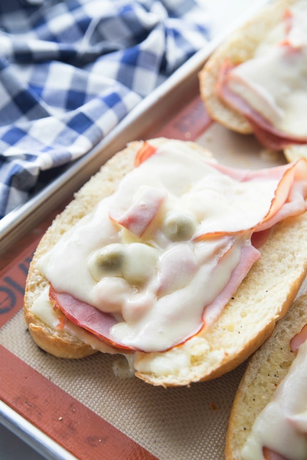 Open faced Hot Italian Sandwiches with melted cheese