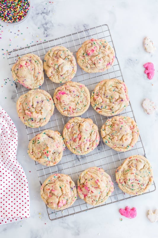 Chewy Circus Animal Sugar Cookies on a cooling rack