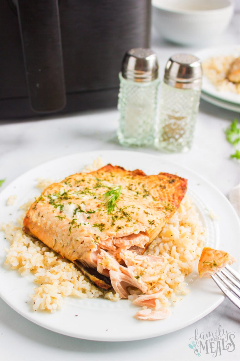 Air Fryer Salmon with Dill Butter Sauce
