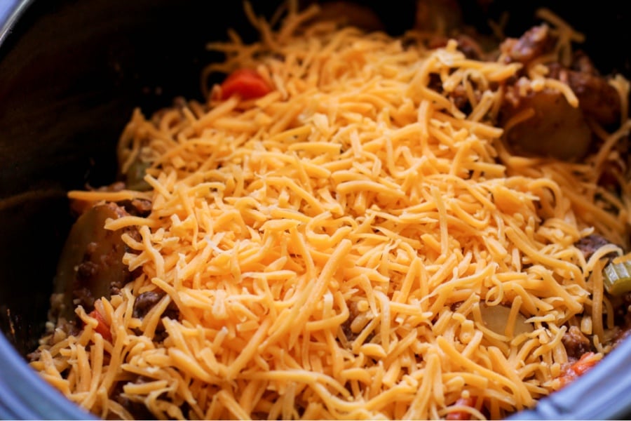 shredded cheese place on top of casserole