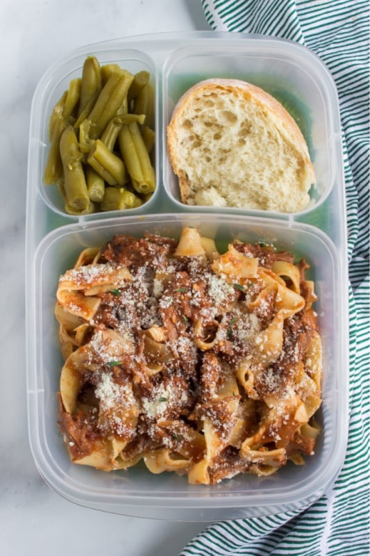 Crockpot Beef Ragu packed for lunch