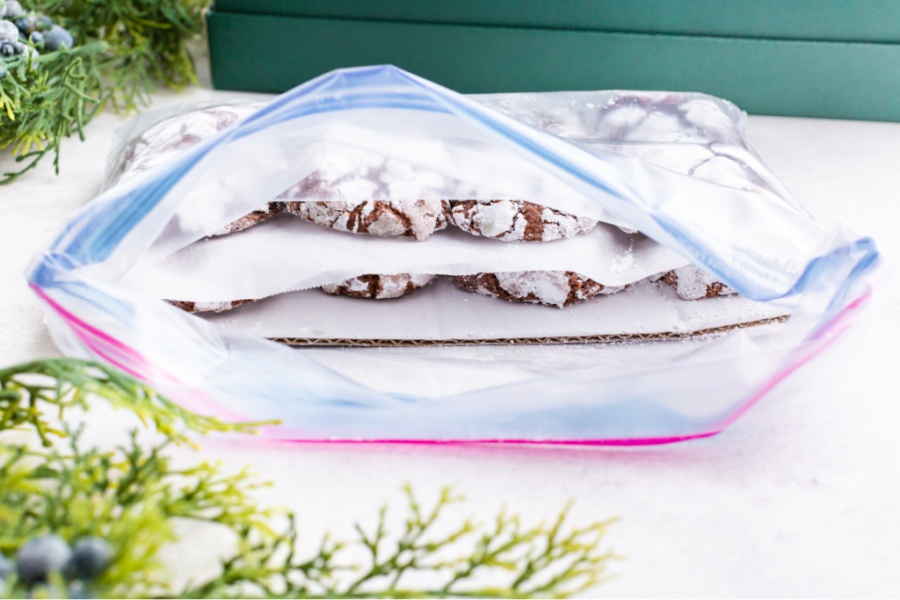 cookies inside a ziplock bag sitting on it's side