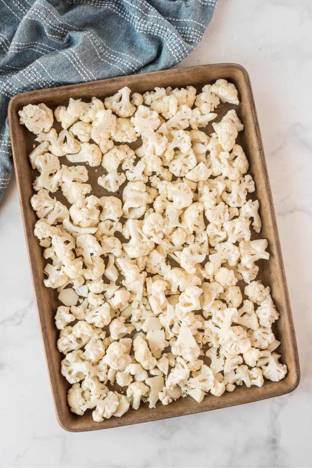 Cauliflower on a baking dish