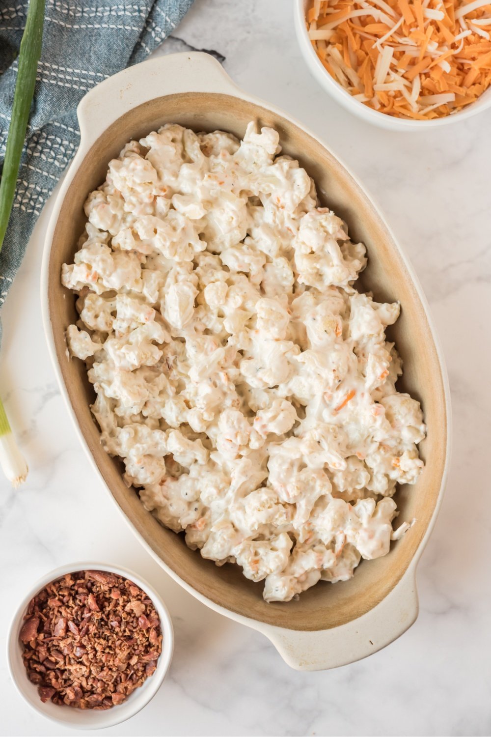 Creamy cauliflower in a baking dish