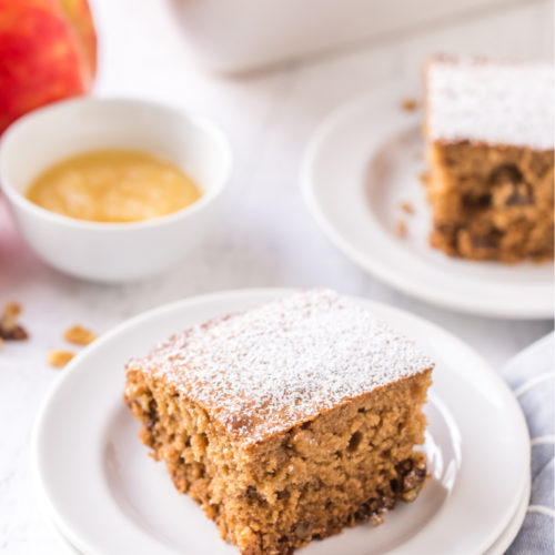 piece of apple sauce cake on a plate