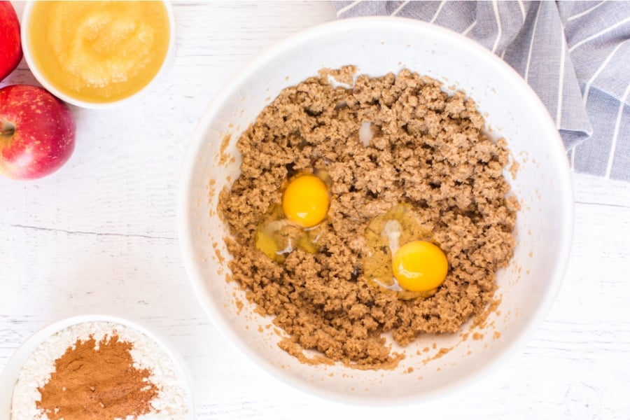 adding eggs to butter sugar mixture