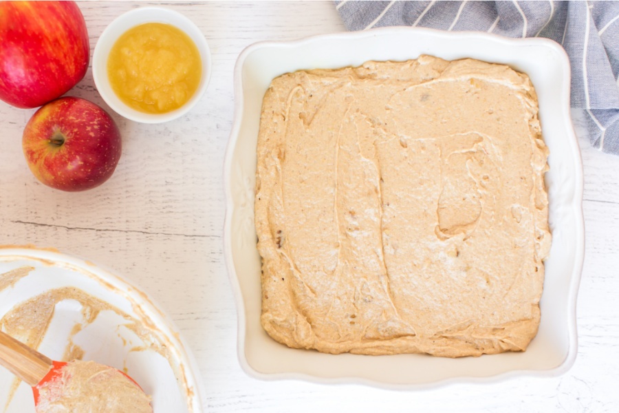 cake batter in baking dish