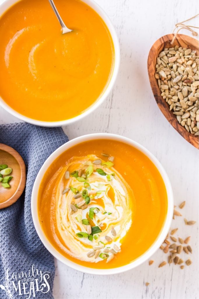 Two bowls of Butternut Squash Soup 