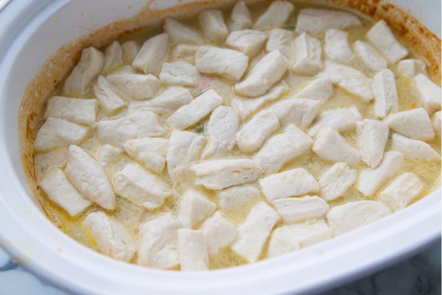 Crockpot Chicken and Dumplings in a slow cooker