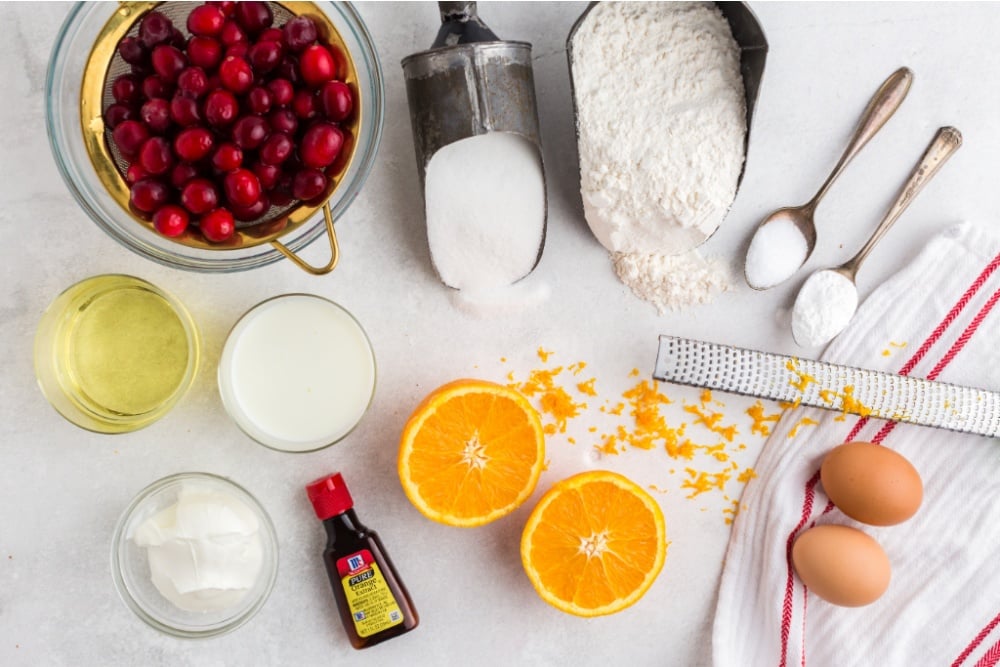 Ingredients for Cranberry Orange Bread 