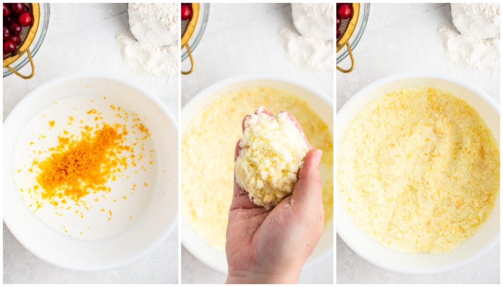 Showing how to mix orange zest into sugar