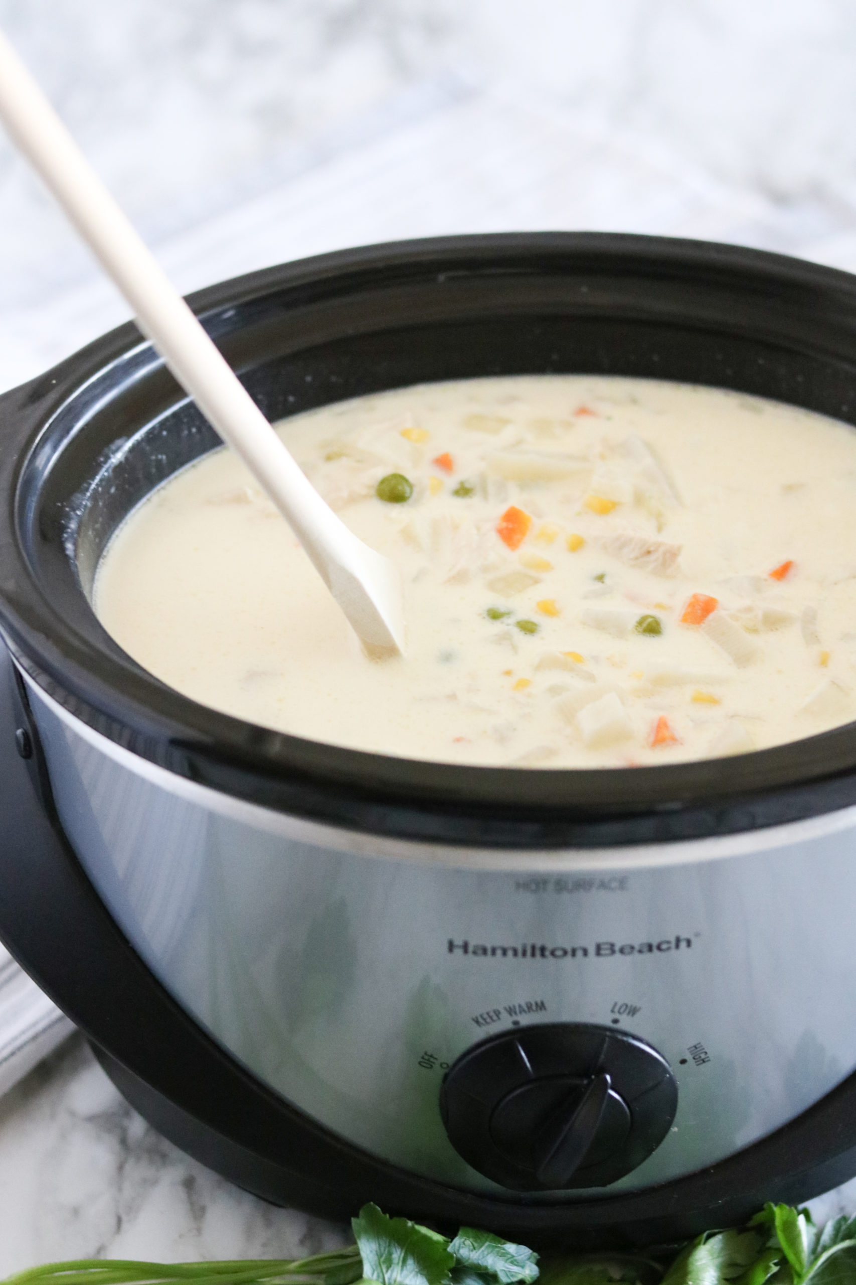 Forget choosing between flavor and convenience – with this Crockpot Chicken Pot Pie Soup, you can have both.  via @familyfresh