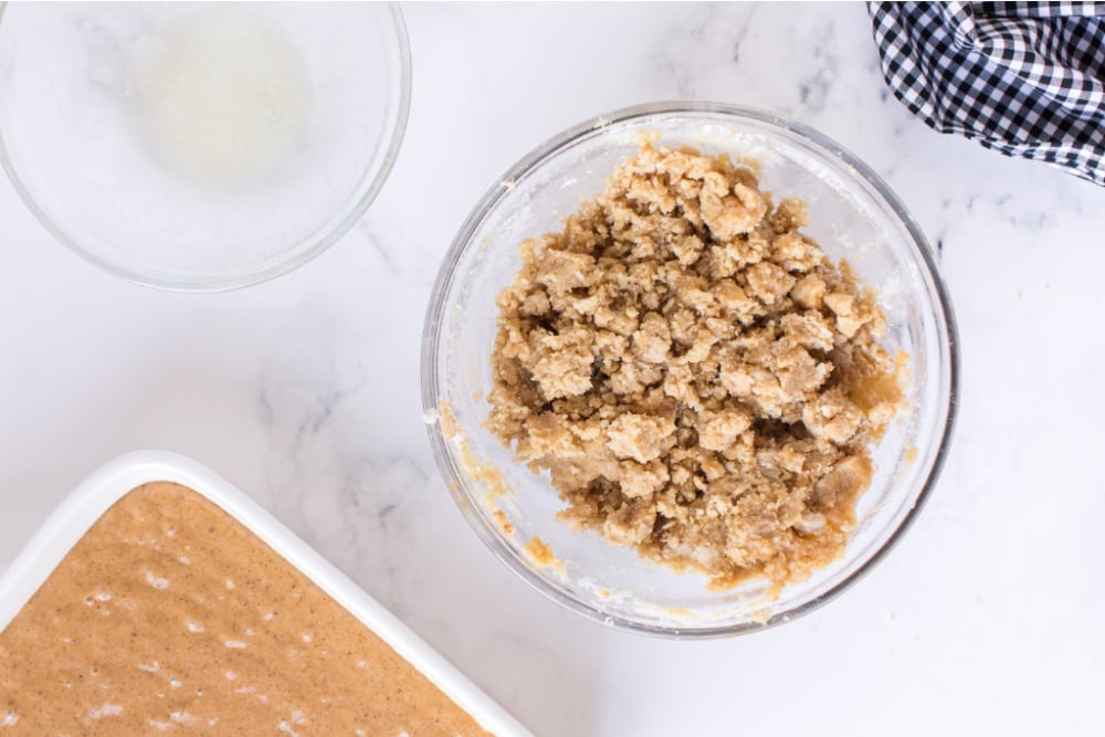 streusel topping in a mixing bowl