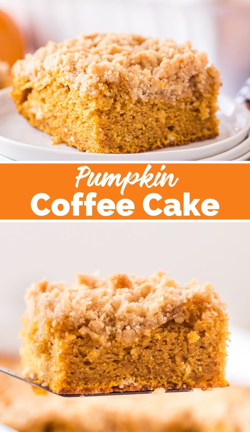 This Pumpkin Coffee Cake recipe could hardly be easier to make. It's a super moist cake with a crunchy streusel topping. via @familyfresh