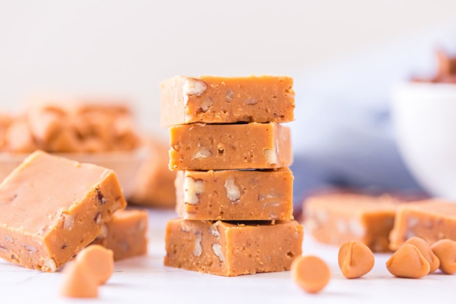 Butterscotch Fudge pieces stacked