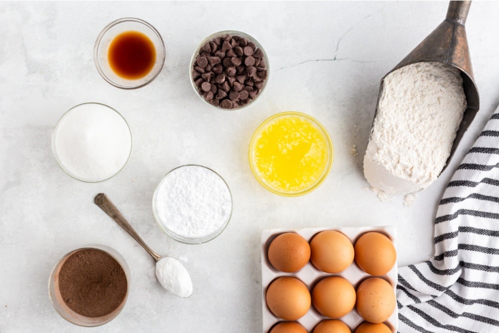 ingredients for chocolate crinkle cookies