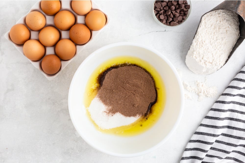 butter, 1 cup granulated sugar and the cocoa powder in a mixing bowl