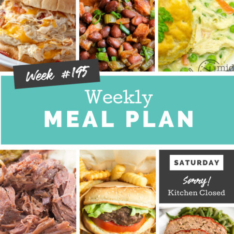 Collage image showing images of recipes from weekly meal plan