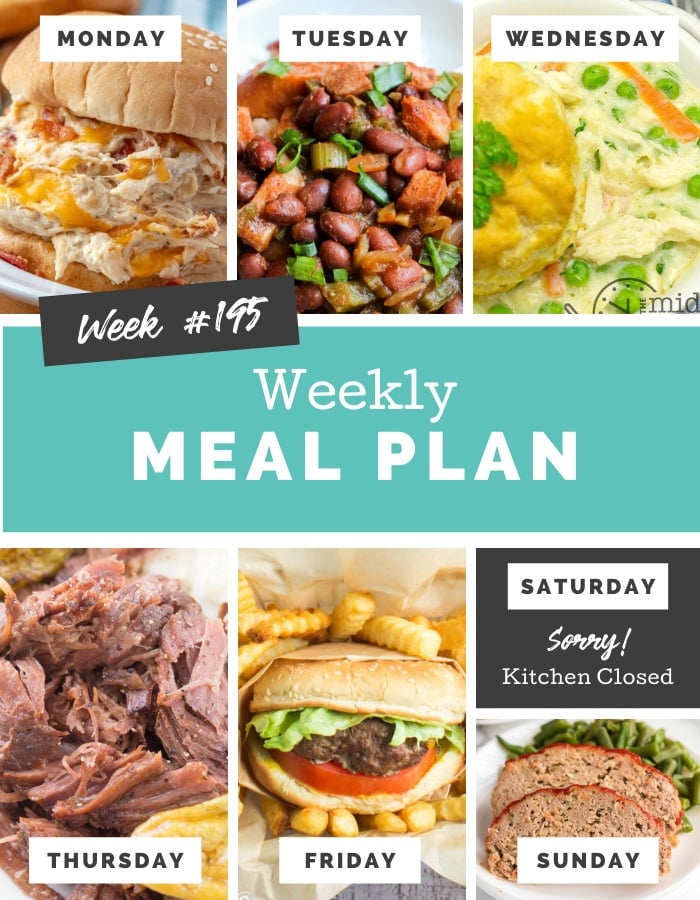 Collage image showing images of recipes from weekly meal plan