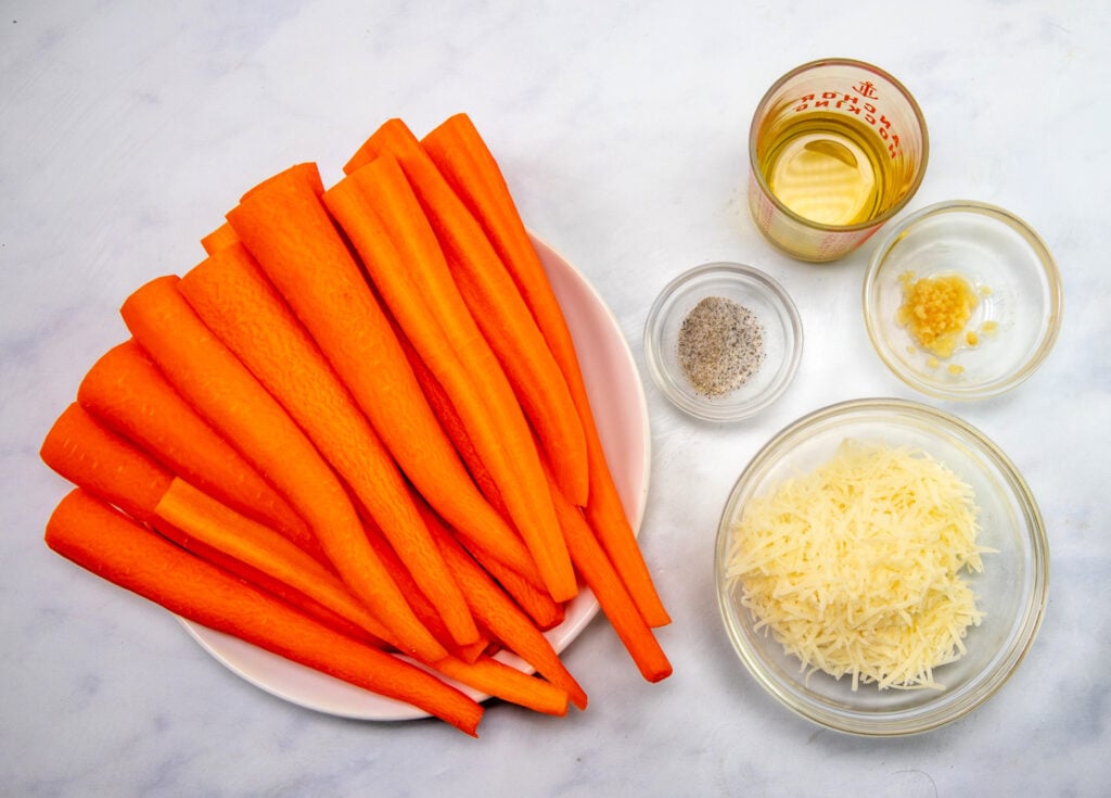 ingredients for parmesan roasted carrots