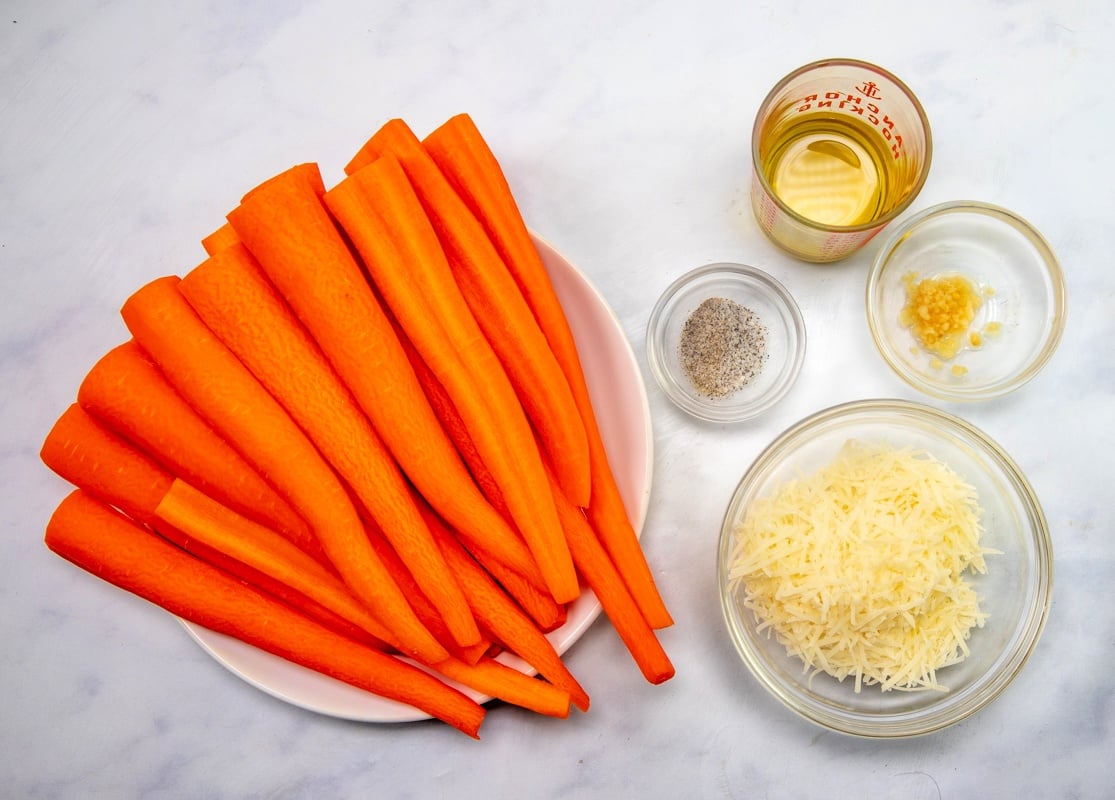 ingredients for parmesan roasted carrots