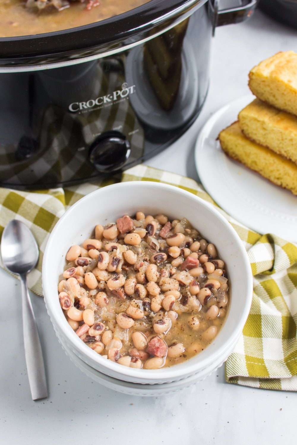 Black eye peas in a white bowl