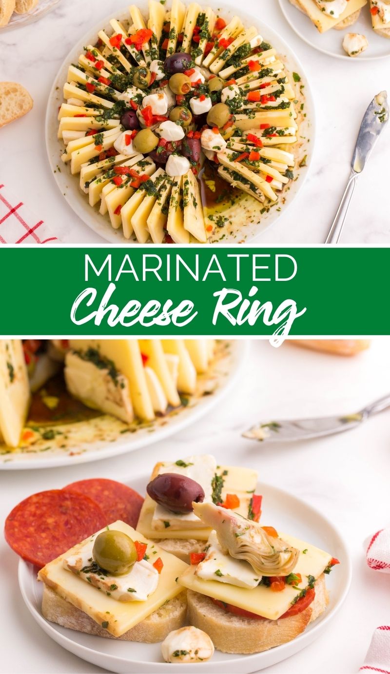 This marinated cheese ring is such an easy and fun way to add a bit of decorative snacking to your holiday appetizer table! via @familyfresh