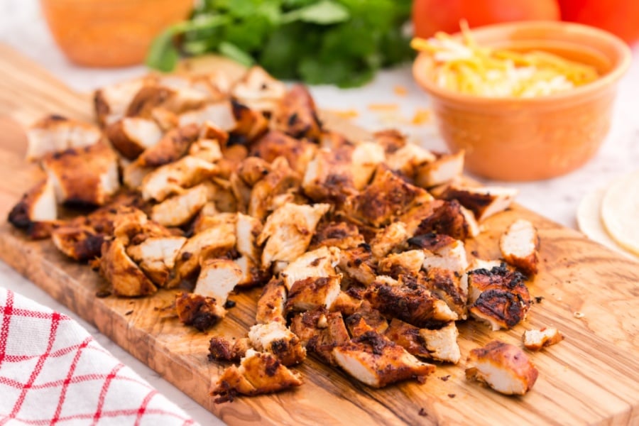 chicken cut of on a cutting board