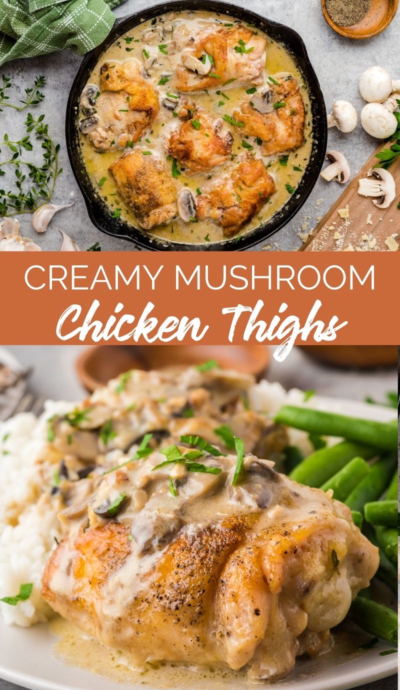 This Creamy Mushroom Chicken Thighs Skillet packs all the rich flavors of cream, mushroom, garlic and cheese resulting in a family favorite recipe that will come together within 40 minutes! via @familyfresh