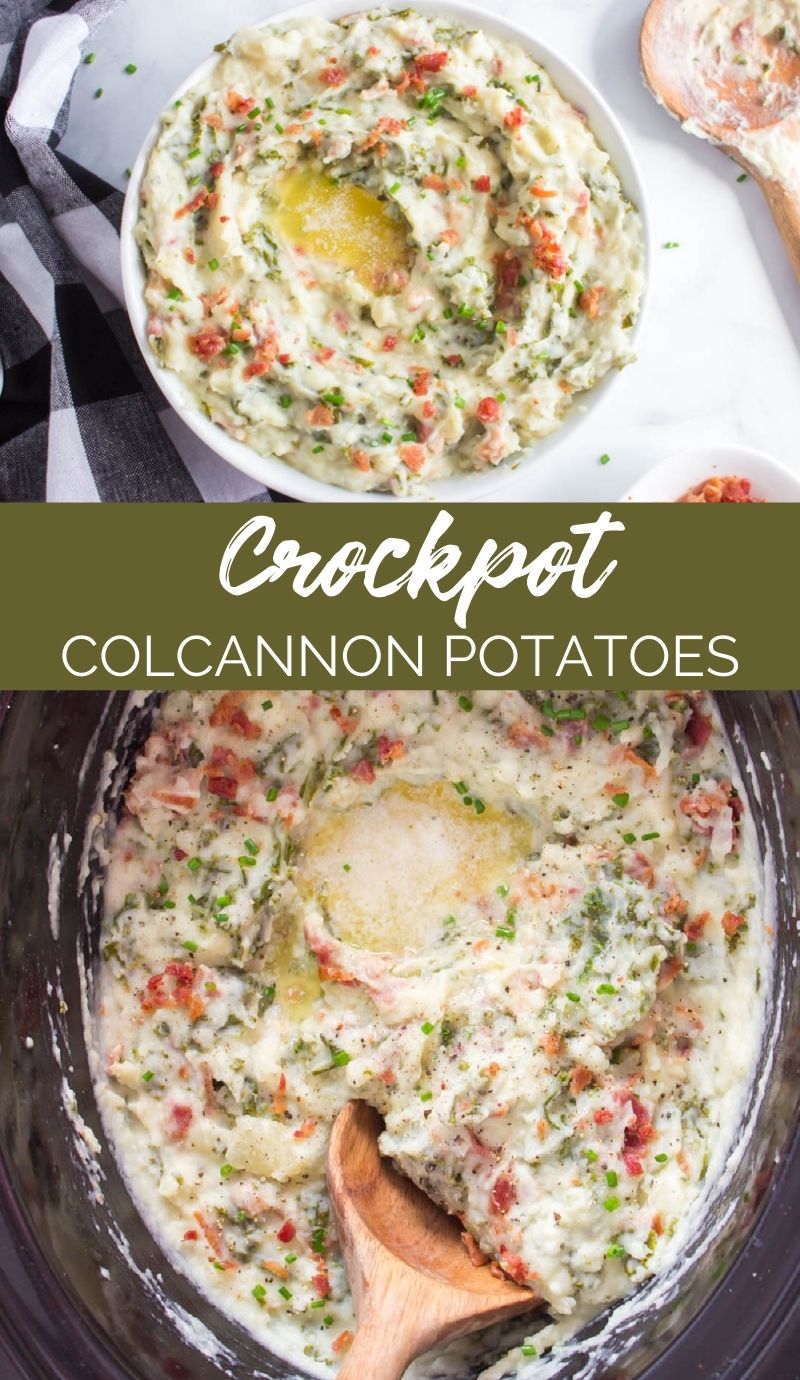Crockpot Colcannon Potatoes are a traditional Irish dish of mashed potatoes mixed with greens, milk and butter and bacon! via @familyfresh