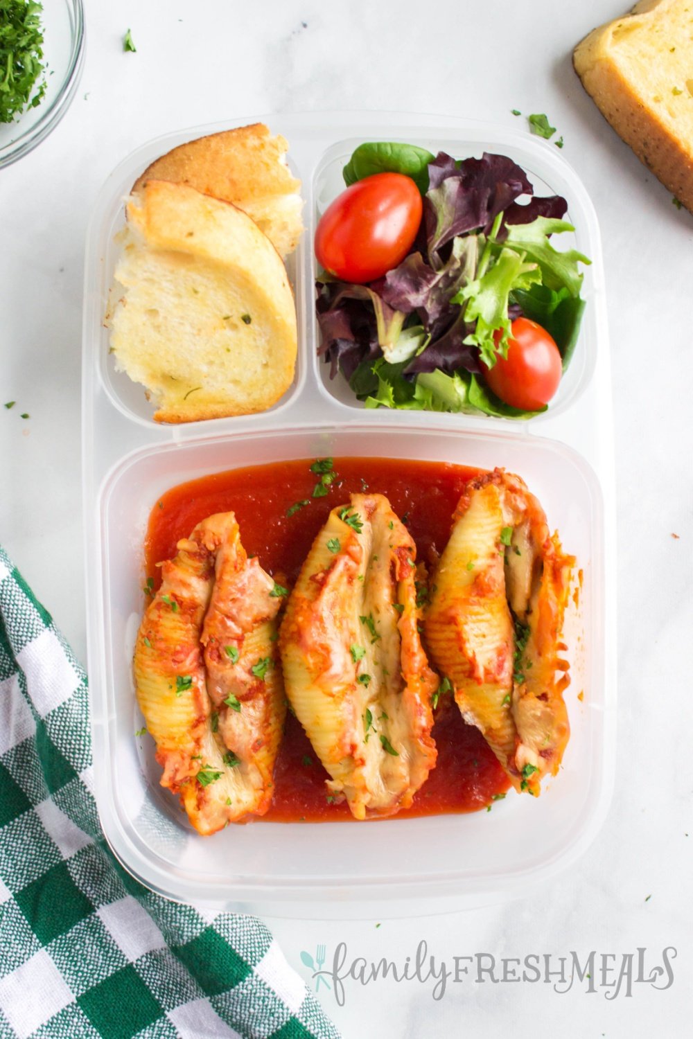 stuffed shells packed in a lunch box